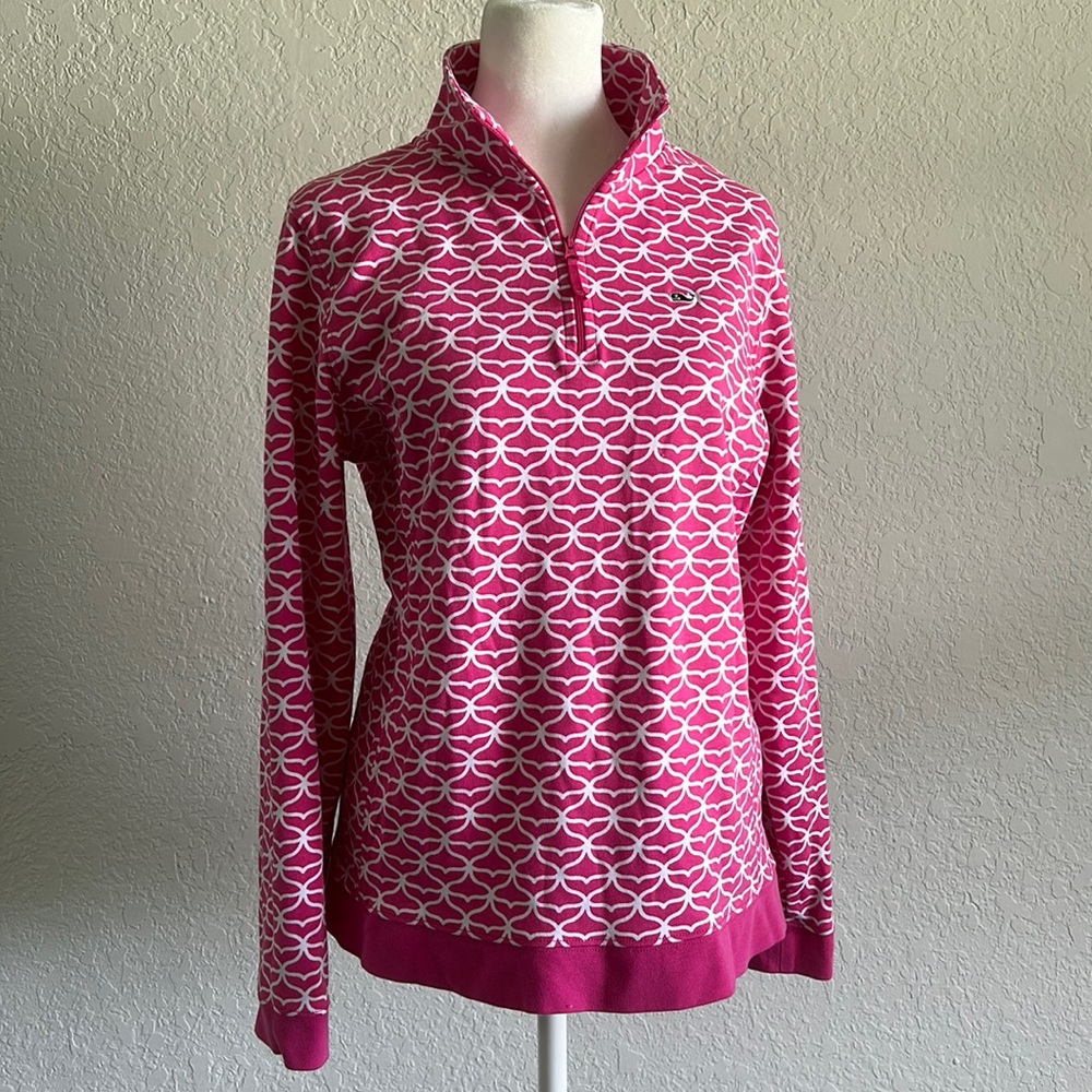 Vineyard Vines Whale Tail Print 1/4 Zip Pullover